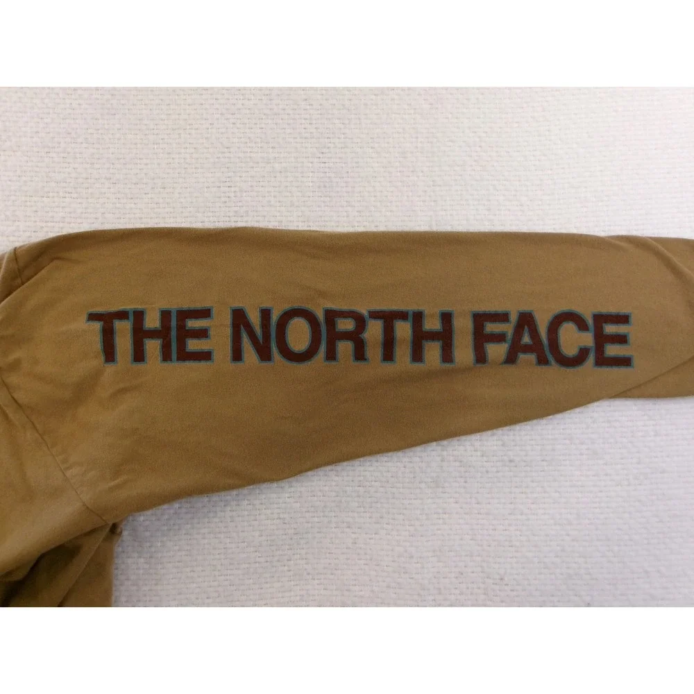 The North Face‎ Long Sleeve T-Shirt Mens L Tan Graphic Logo Sleeve BX70G20
